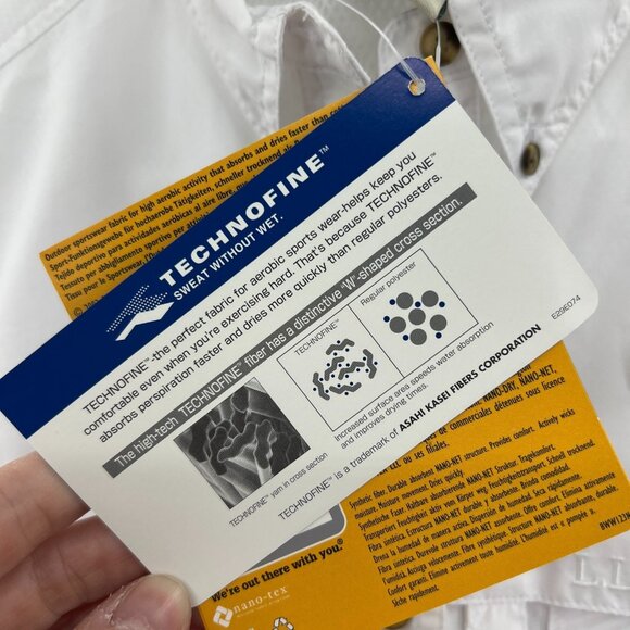 NWT L.L.Bean Technofine White Nylon Button Down Shirt Women's Medium - Picture 4 of 7